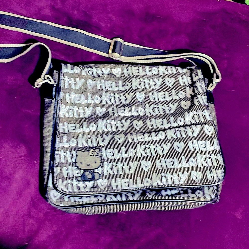 Vintage 2002 Limited Hello Kitty grey glitter messenger bag